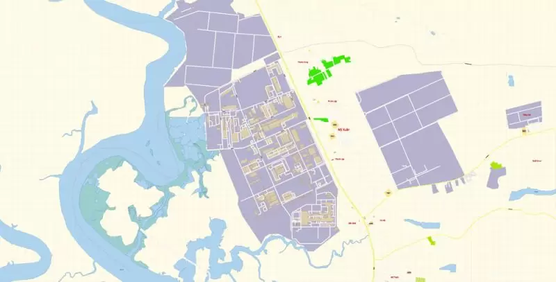 Ho Chi Minh City Vietnam Map Vector Exact City Plan detailed Street Map editable Adobe Illustrator in layers
