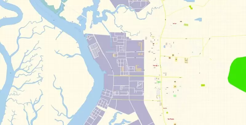 Ho Chi Minh City Vietnam Map Vector Exact City Plan detailed Street Map editable Adobe Illustrator in layers