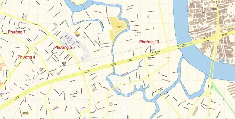 Ho Chi Minh City Vietnam Map Vector Exact City Plan detailed Street Map editable Adobe Illustrator in layers