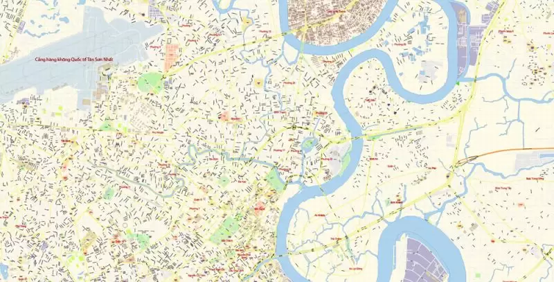 Ho Chi Minh City Vietnam Map Vector Exact City Plan detailed Street Map editable Adobe Illustrator in layers