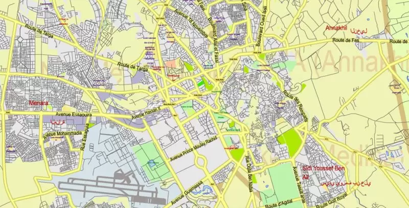 Morocco Map Vector Exact City Plan detailed Street Road Admin Map editable Adobe Illustrator in layers