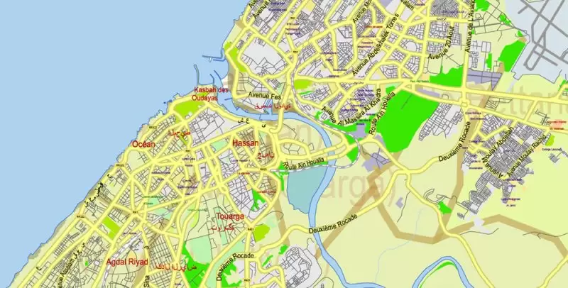 Morocco Map Vector Exact City Plan detailed Street Road Admin Map editable Adobe Illustrator in layers