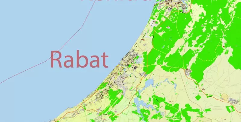 Morocco Map Vector Exact City Plan detailed Street Road Admin Map editable Adobe Illustrator in layers