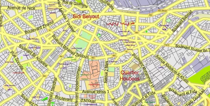 Morocco Map Vector Exact City Plan detailed Street Road Admin Map editable Adobe Illustrator in layers
