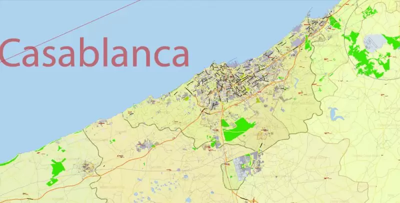 Morocco Map Vector Exact City Plan detailed Street Road Admin Map editable Adobe Illustrator in layers
