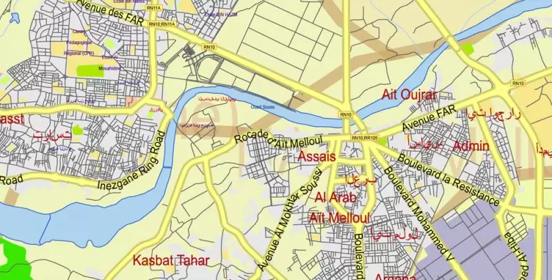 Morocco Map Vector Exact City Plan detailed Street Road Admin Map editable Adobe Illustrator in layers