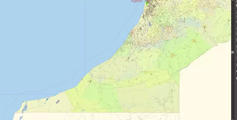 Morocco Map Vector Exact City Plan detailed Street Road Admin Map editable Adobe Illustrator in layers