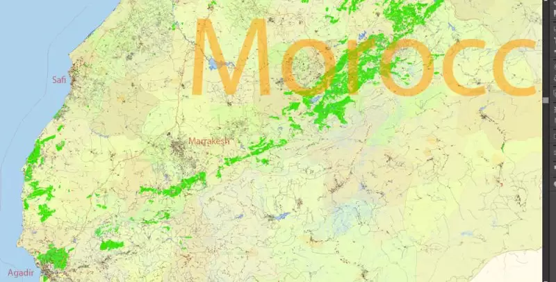 Morocco Map Vector Exact City Plan detailed Street Road Admin Map editable Adobe Illustrator in layers