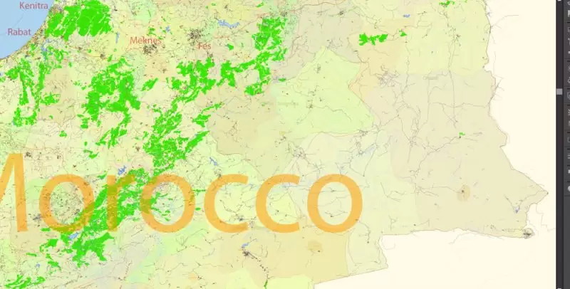 Morocco Map Vector Exact City Plan detailed Street Road Admin Map editable Adobe Illustrator in layers