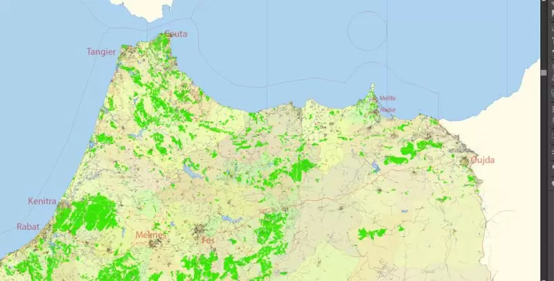 Morocco Map Vector Exact City Plan detailed Street Road Admin Map editable Adobe Illustrator in layers