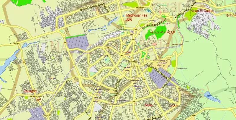 Morocco Map Vector Exact City Plan detailed Street Road Admin Map editable Adobe Illustrator in layers