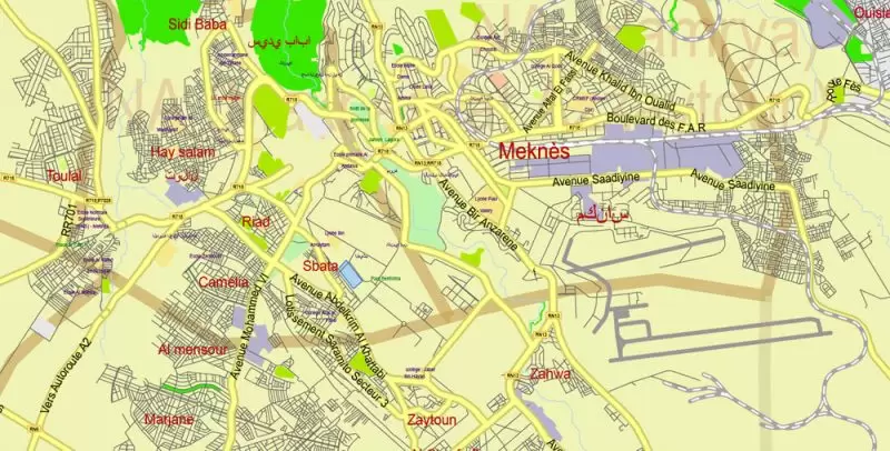 Morocco Map Vector Exact City Plan detailed Street Road Admin Map editable Adobe Illustrator in layers