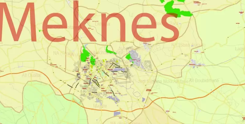 Morocco Map Vector Exact City Plan detailed Street Road Admin Map editable Adobe Illustrator in layers