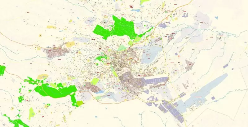 Nairobi Kenya Map Vector Exact City Plan detailed Street Map editable Adobe Illustrator in layers