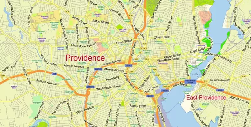 _Rhode Island State PDF Map Vector Exact Plan detailed Road Admin Map editable Adobe PDF in layers