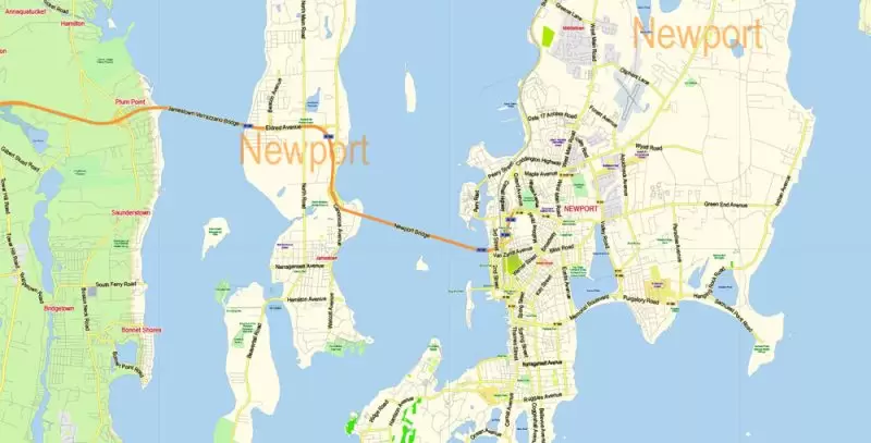 Rhode Island State Map Vector Exact Plan detailed Road Admin Map editable Adobe Illustrator in layers