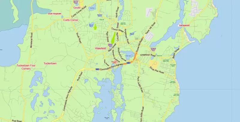Rhode Island State Map Vector Exact Plan detailed Road Admin Map editable Adobe Illustrator in layers