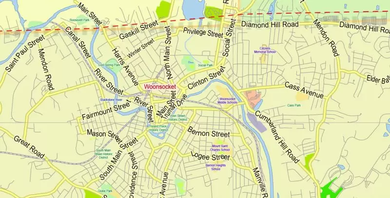 Rhode Island State Map Vector Exact Plan detailed Road Admin Map editable Adobe Illustrator in layers