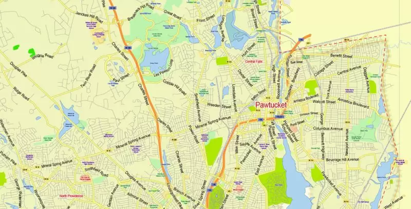 Rhode Island State Map Vector Exact Plan detailed Road Admin Map editable Adobe Illustrator in layers