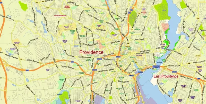 Rhode Island State Map Vector Exact Plan detailed Road Admin Map editable Adobe Illustrator in layers