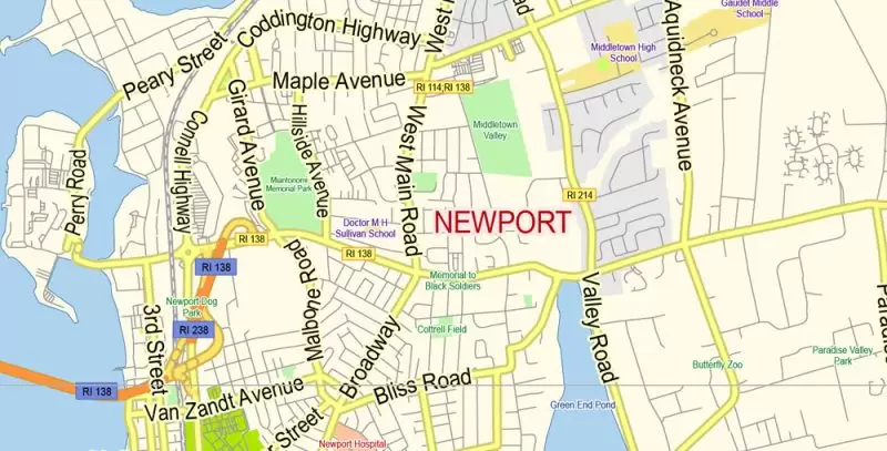 Rhode Island State Map Vector Exact Plan detailed Road Admin Map editable Adobe Illustrator in layers