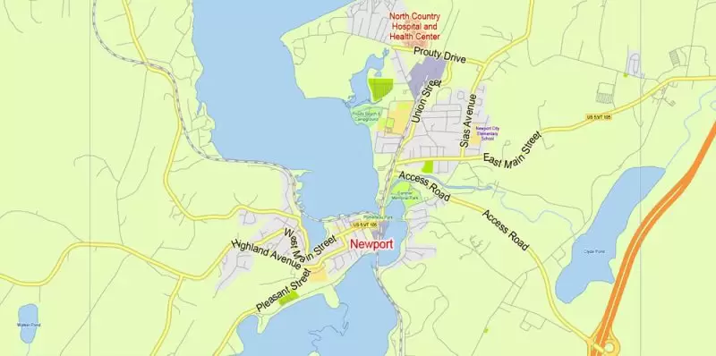 Vermont State Map Vector Exact Plan detailed Road Admin Map editable Adobe Illustrator in layers