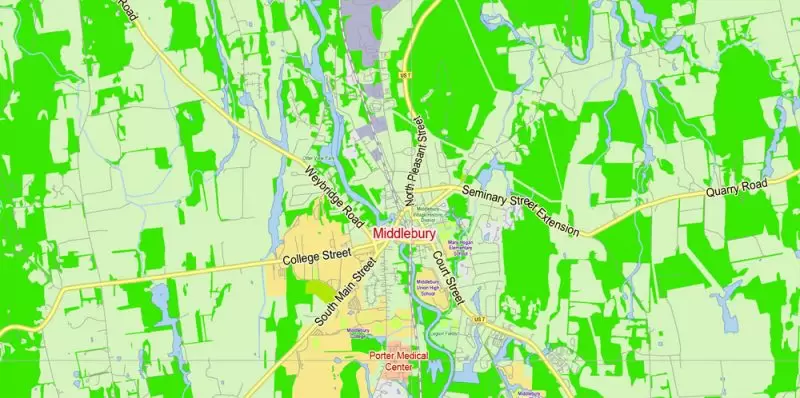 Vermont State Map Vector Exact Plan detailed Road Admin Map editable Adobe Illustrator in layers