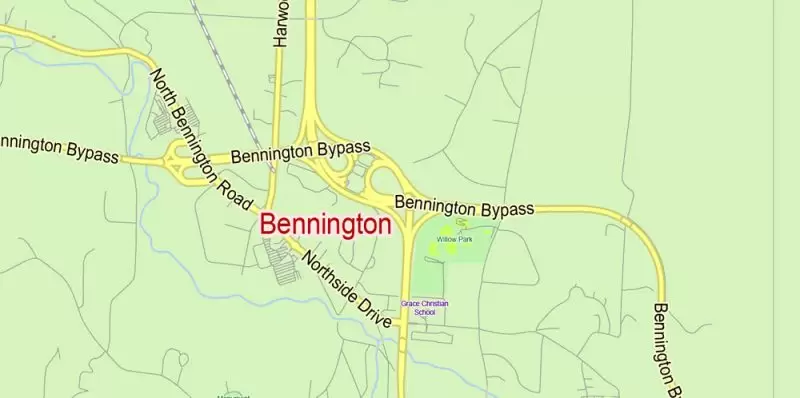 Vermont State Map Vector Exact Plan detailed Road Admin Map editable Adobe Illustrator in layers