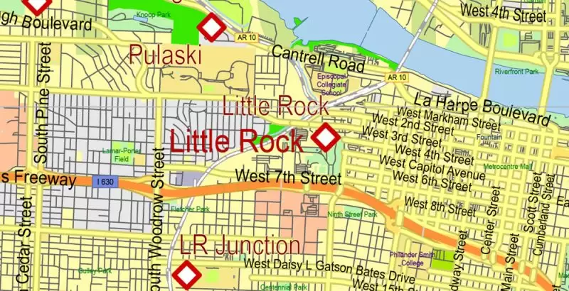 Arkansas US Map Vector Exact State Plan High Detailed Street Road Admin Map editable Adobe Illustrator in layers