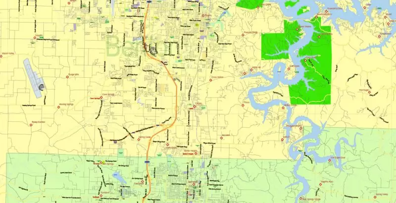 Arkansas US Map Vector Exact State Plan High Detailed Street Road Admin Map editable Adobe Illustrator in layers