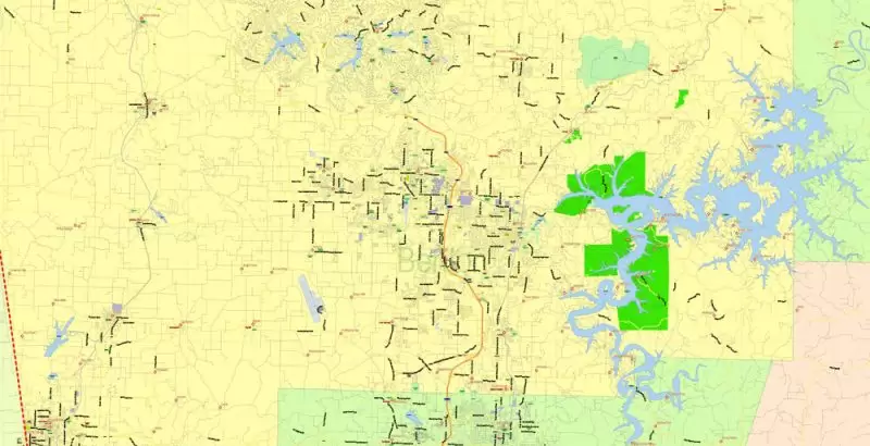 Arkansas US Map Vector Exact State Plan High Detailed Street Road Admin Map editable Adobe Illustrator in layers