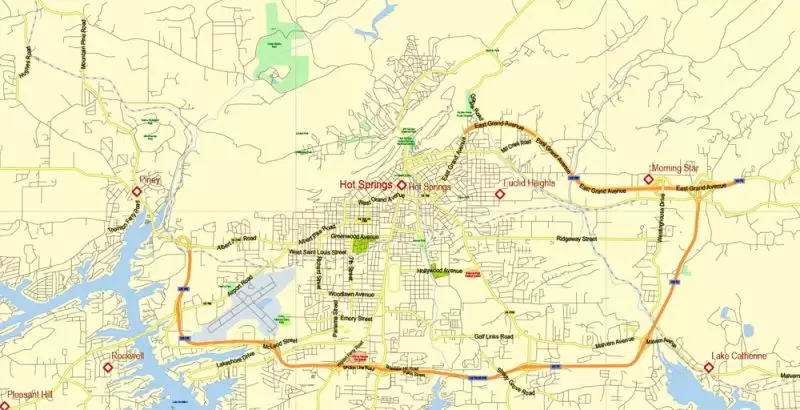 Arkansas US Map Vector Exact State Plan High Detailed Street Road Admin Map editable Adobe Illustrator in layers