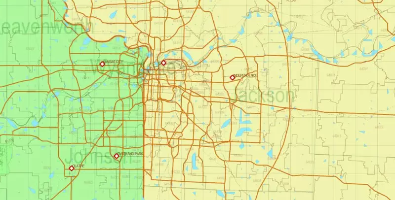 Missouri US Map Vector Exact State Plan Main Roads Railroads Admin Zipcodes Map editable Adobe Illustrator in layers Missouri US Map Vector Exact State Plan Main Roads Railroads Admin Zipcodes Map editable Adobe Illustrator in layers