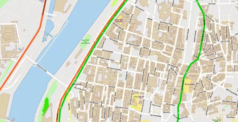 Seville Spain Map Vector Exact City Plan High Detailed Street Map editable Adobe Illustrator in layers