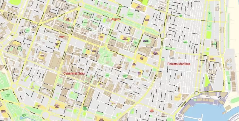Valencia Spain Map Vector Exact City Plan High Detailed Street Map editable Adobe Illustrator in layers