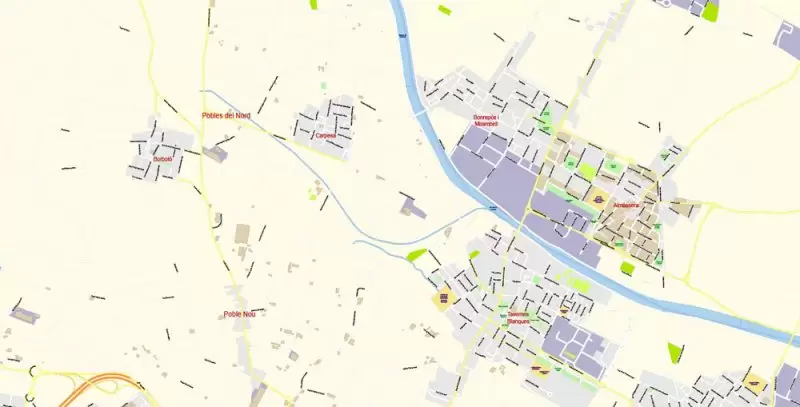 Valencia Spain Map Vector Exact City Plan High Detailed Street Map editable Adobe Illustrator in layers