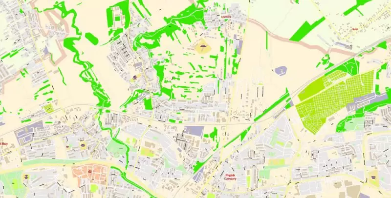 Krakow Poland Map Vector Exact City Plan High Detailed Street Map editable Adobe Illustrator in layers