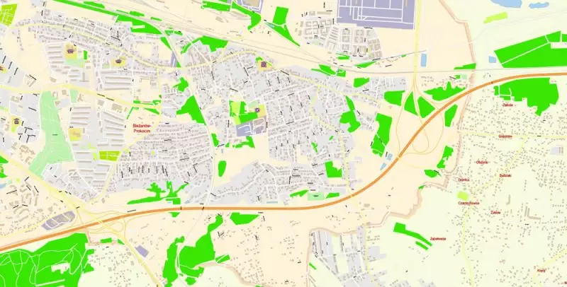 Krakow Poland Map Vector Exact City Plan High Detailed Street Map editable Adobe Illustrator in layers