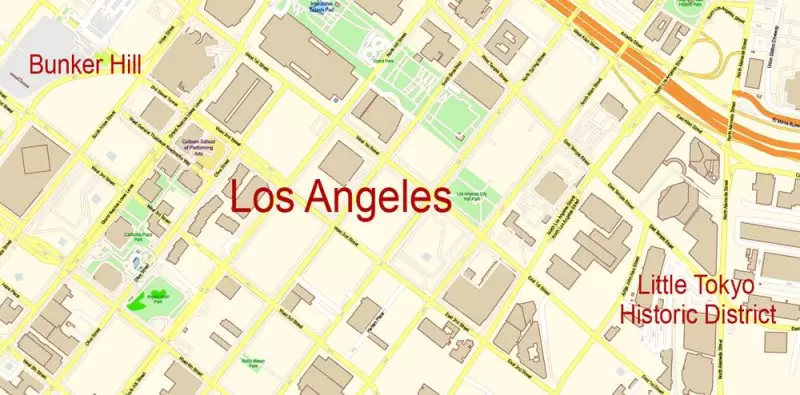 Los Angeles Metro NW California Map Vector Exact City Plan High Detailed Street Map editable Adobe Illustrator in layers