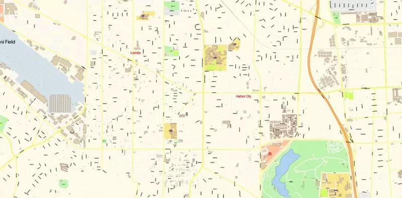 Los Angeles Metro NW California Map Vector Exact City Plan High Detailed Street Map editable Adobe Illustrator in layers