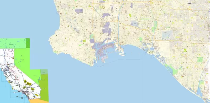 Los Angeles Metro NW California Map Vector Exact City Plan High Detailed Street Map editable Adobe Illustrator in layers