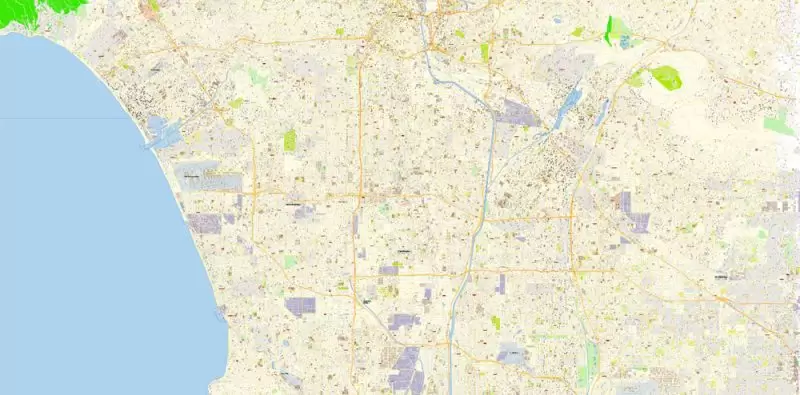Los Angeles Metro NW California Map Vector Exact City Plan High Detailed Street Map editable Adobe Illustrator in layers