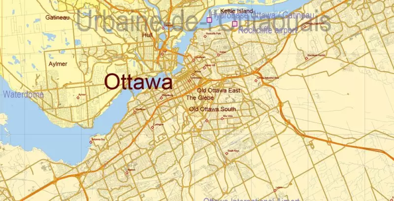US North East + Canada South East part Map Vector Exact Plan High Detailed Road Admin Map editable Adobe Illustrator in layers