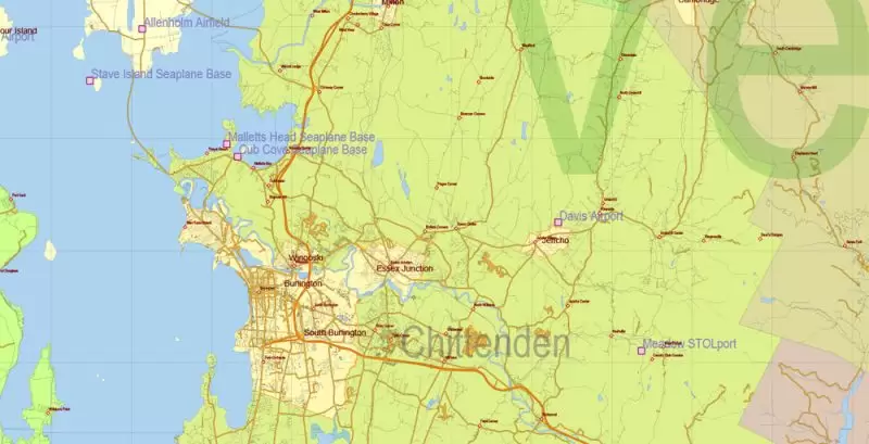 US North East + Canada South East part Map Vector Exact Plan High Detailed Road Admin Map editable Adobe Illustrator in layers