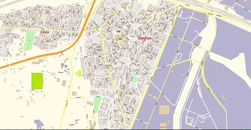 Venice Venezia Italy Map Vector Exact City Plan High Detailed Street Map editable Adobe Illustrator in layers