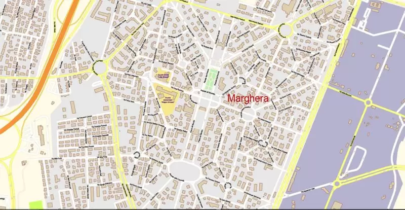 Venice Venezia Italy Map Vector Exact City Plan High Detailed Street Map editable Adobe Illustrator in layers