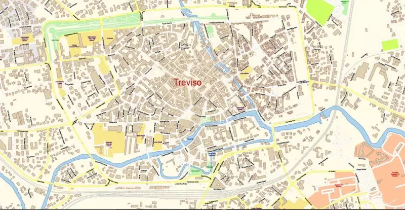 Venice Venezia Italy Map Vector Exact City Plan High Detailed Street Map editable Adobe Illustrator in layers