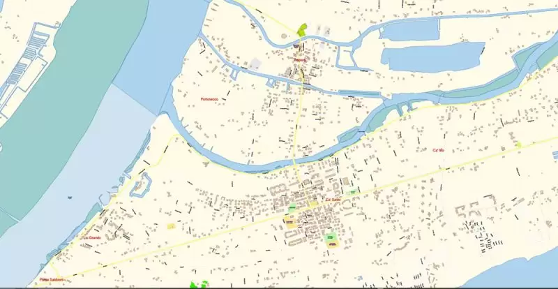 Venice Venezia Italy Map Vector Exact City Plan High Detailed Street Map editable Adobe Illustrator in layers