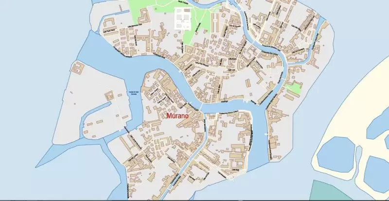 Venice Venezia Italy Map Vector Exact City Plan High Detailed Street Map editable Adobe Illustrator in layers
