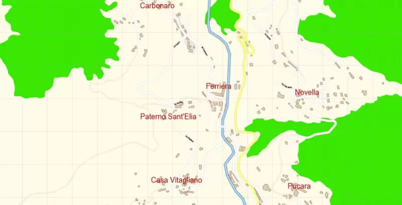 Amalfi Coast Sorrento Salerno Italy Map Vector Exact City Plan High Detailed Street Map editable Adobe Illustrator in layers